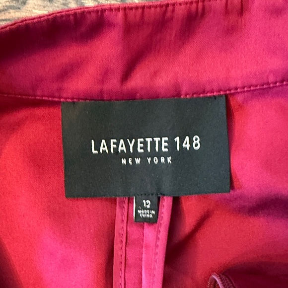 Lafayette 148 New York Zip Front Structured Jacket Berry Red 12 - Picture 5 of 7